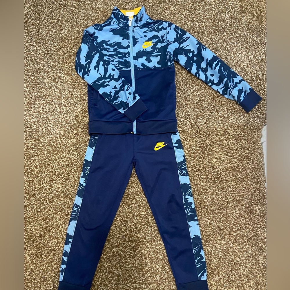 Nike Blue and Yellow Camo Tracksuit